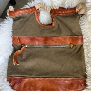 Lands' End Brown and Tan Canvas Backpack